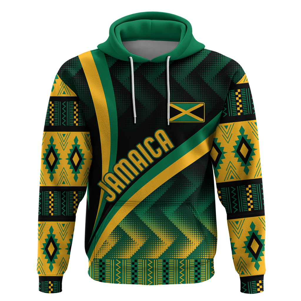 Personalised Jamaica Hoodie Kente Pattern Basic - Black - Wonder Print Shop