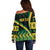 Personalised Jamaica Off Shoulder Sweater Kente Pattern Basic - Black - Wonder Print Shop