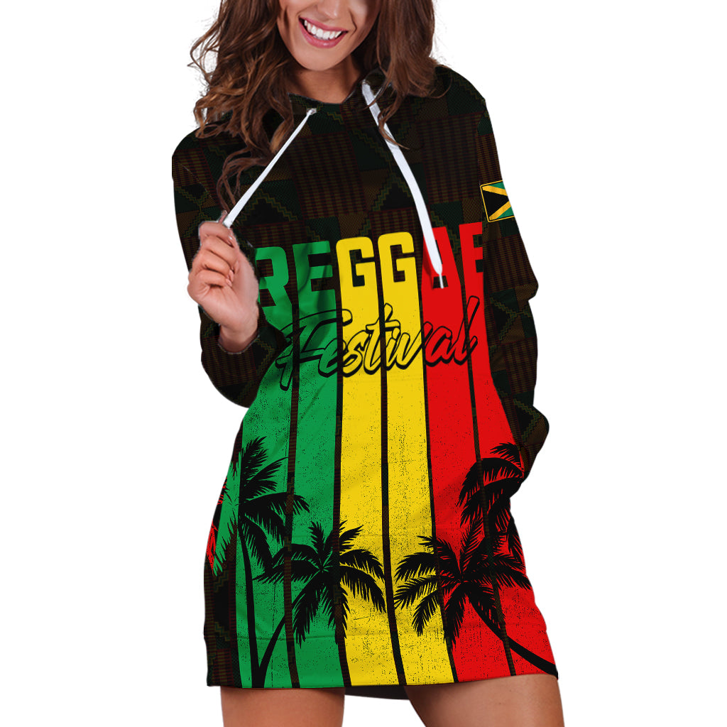 Personalised Jamaica Hoodie Dress Reggae Festival Legend Bob Abstract Portrait - Wonder Print Shop