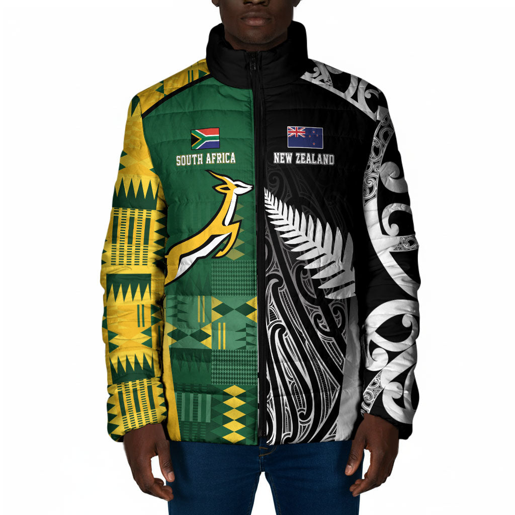 Custom Rugby South Africa New Zealand Greatest Rivals Padded Jacket Tribal Motifs
