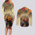 Dia de Los Muertos Mexico Couples Matching Long Sleeve Bodycon Dress and Long Sleeve Button Shirt Aztec Goddess Mictecacihuatl LT7 - Wonder Print Shop