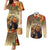 Dia de Los Muertos Mexico Couples Matching Mermaid Dress and Long Sleeve Button Shirt Aztec Goddess Mictecacihuatl