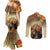 Dia de Los Muertos Mexico Couples Matching Mermaid Dress and Long Sleeve Button Shirt Aztec Goddess Mictecacihuatl