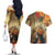 Dia de Los Muertos Mexico Couples Matching Off The Shoulder Long Sleeve Dress and Hawaiian Shirt Aztec Goddess Mictecacihuatl LT7 - Wonder Print Shop