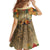 Dia de Los Muertos Mexico Family Matching Off Shoulder Short Dress and Hawaiian Shirt Aztec Goddess Mictecacihuatl