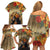 Dia de Los Muertos Mexico Family Matching Off Shoulder Short Dress and Hawaiian Shirt Aztec Goddess Mictecacihuatl