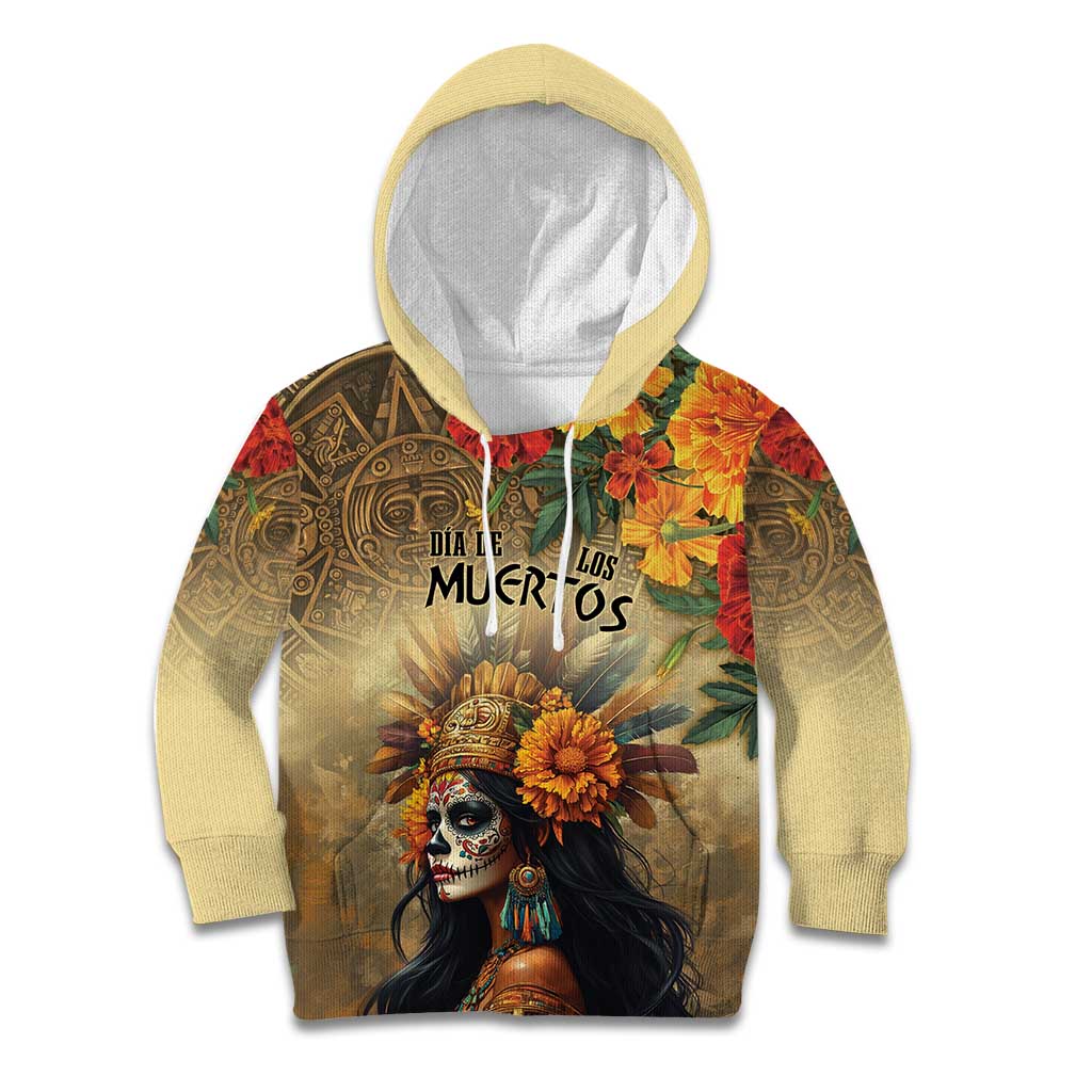 Dia de Los Muertos Mexico Kid Hoodie Aztec Goddess Mictecacihuatl