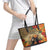 Dia de Los Muertos Mexico Leather Tote Bag Aztec Goddess Mictecacihuatl - Wonder Print Shop