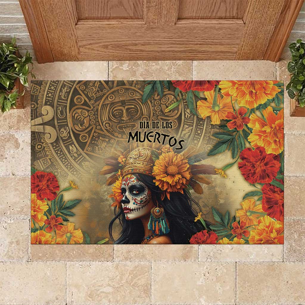 Dia de Los Muertos Mexico Rubber Doormat Aztec Goddess Mictecacihuatl - Wonder Print Shop