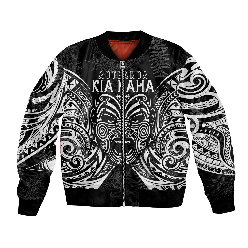 Custom New Zealand Rugby Bomber Jacket 2023 World Cup Aotearoa Haka Face LT7 - Wonder Print Shop