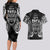 Custom New Zealand Rugby Couples Matching Long Sleeve Bodycon Dress and Hawaiian Shirt 2023 World Cup Aotearoa Haka Face LT7 - Wonder Print Shop