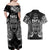 Custom New Zealand Rugby Couples Matching Off Shoulder Maxi Dress and Hawaiian Shirt 2023 World Cup Aotearoa Haka Face LT7 - Wonder Print Shop