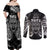 Custom New Zealand Rugby Couples Matching Off Shoulder Maxi Dress and Long Sleeve Button Shirt 2023 World Cup Aotearoa Haka Face LT7 - Wonder Print Shop