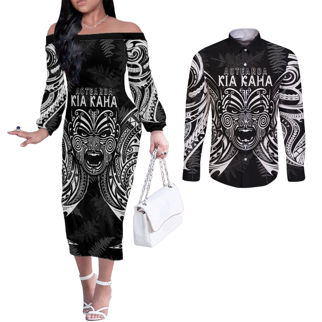 custom-new-zealand-rugby-couples-matching-off-the-shoulder-long-sleeve-dress-and-long-sleeve-button-shirt-2023-world-cup-aotearoa-haka-face