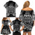 Custom New Zealand Rugby Family Matching Off Shoulder Short Dress and Hawaiian Shirt 2023 World Cup Aotearoa Haka Face LT7 - Wonder Print Shop