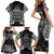 Custom New Zealand Rugby Family Matching Short Sleeve Bodycon Dress and Hawaiian Shirt 2023 World Cup Aotearoa Haka Face - Wonder Print Shop