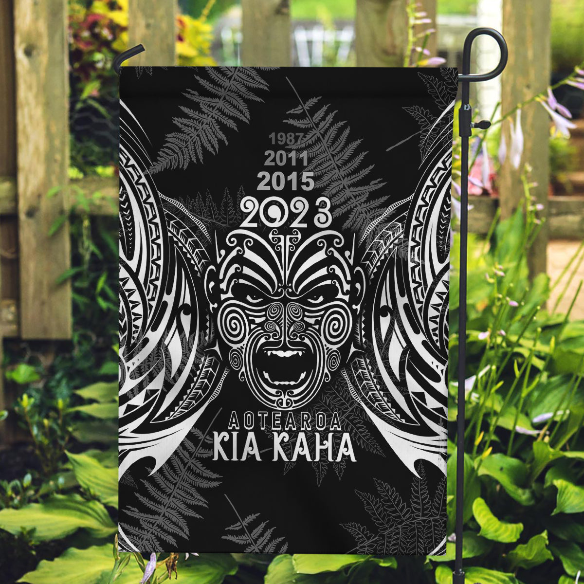 Custom New Zealand Rugby Garden Flag 2023 World Cup Aotearoa Haka Face - Wonder Print Shop