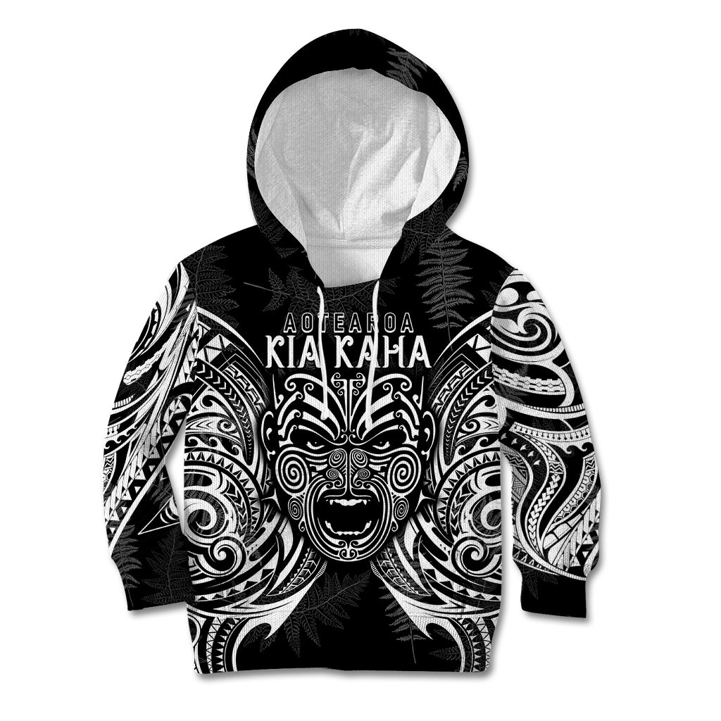 Custom New Zealand Rugby Kid Hoodie 2023 World Cup Aotearoa Haka Face - Wonder Print Shop