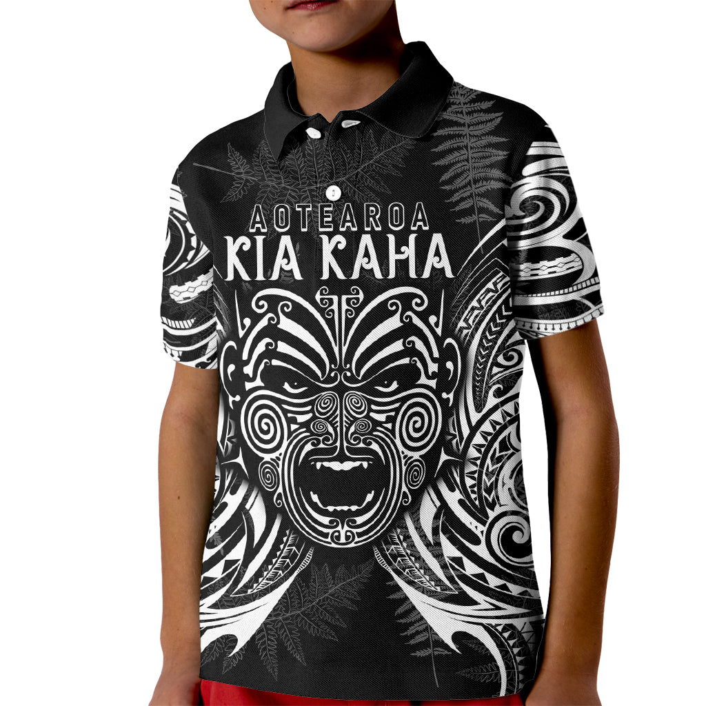 Custom New Zealand Rugby Kid Polo Shirt 2023 World Cup Aotearoa Haka Face - Wonder Print Shop