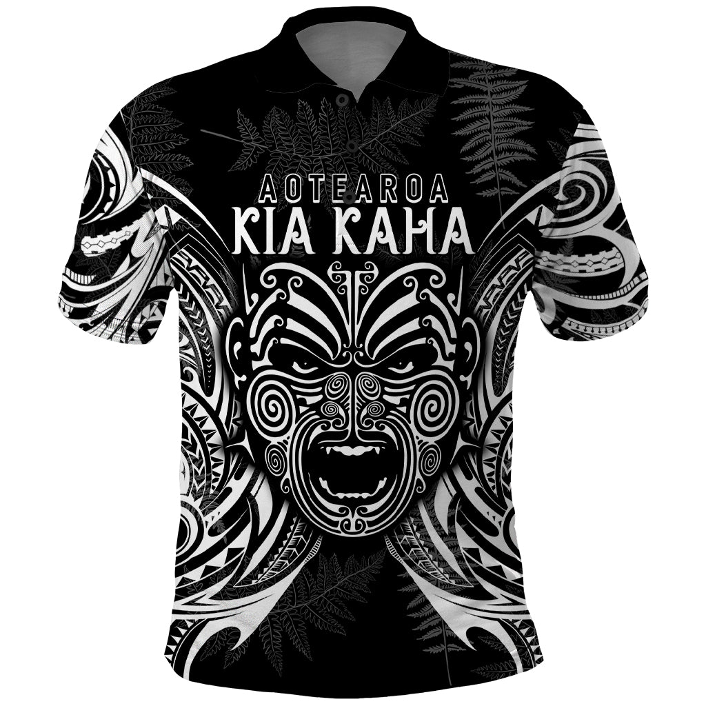 Custom New Zealand Rugby Polo Shirt 2023 World Cup Aotearoa Haka Face - Wonder Print Shop