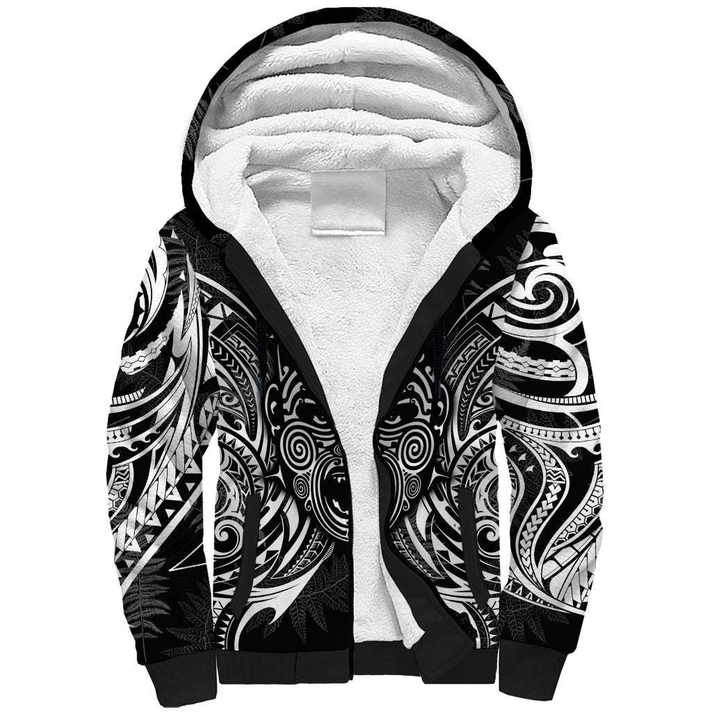 Custom New Zealand Rugby Sherpa Hoodie 2023 World Cup Aotearoa Haka Face - Wonder Print Shop