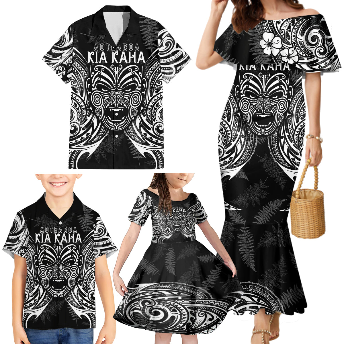 New Zealand Rugby Family Matching Mermaid Dress and Hawaiian Shirt 2023 World Cup Aotearoa Create History LT7 - Wonder Print Shop