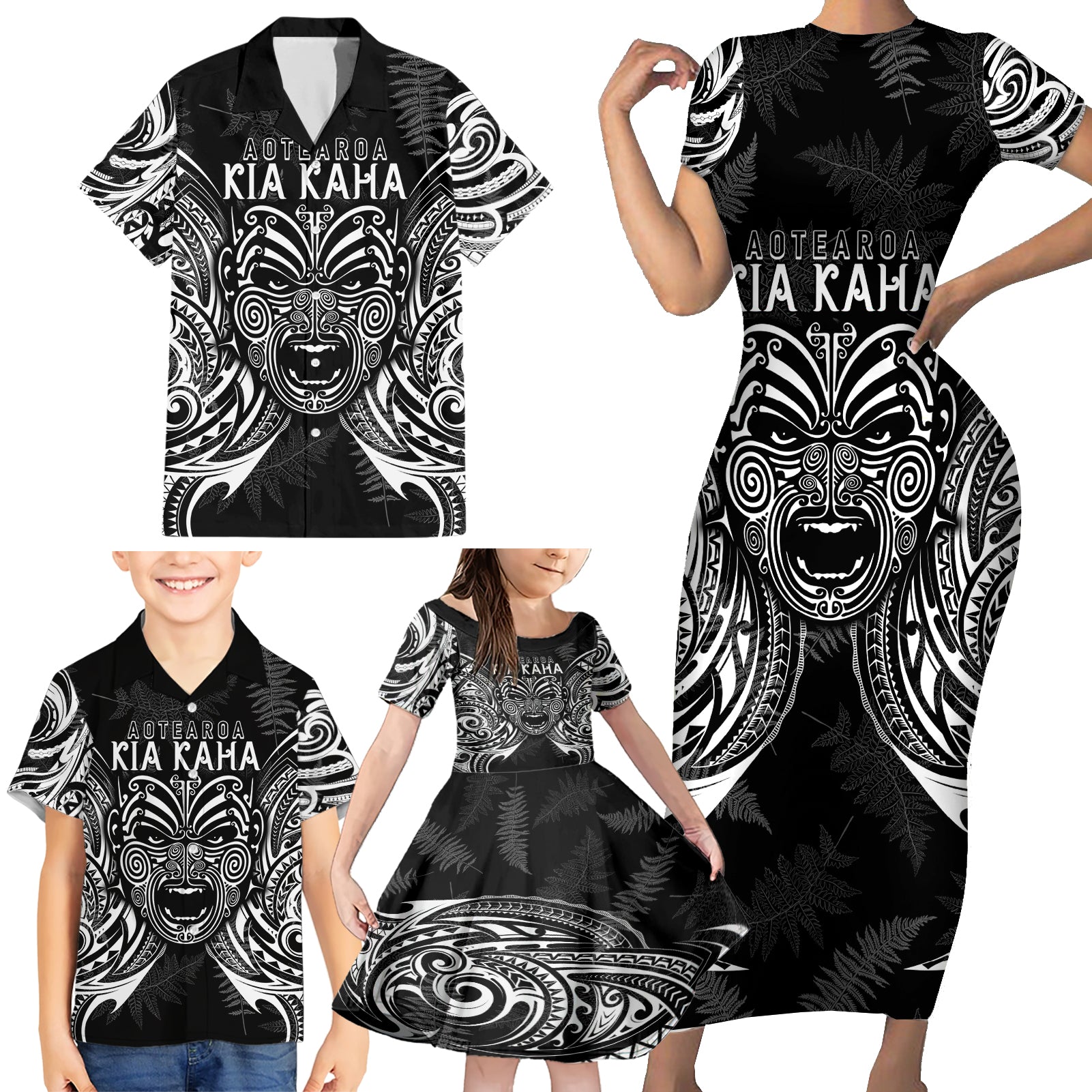 New Zealand Rugby Family Matching Short Sleeve Bodycon Dress and Hawaiian Shirt 2023 World Cup Aotearoa Create History - Wonder Print Shop