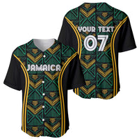 Pair of black baseball jerseys with teal and gold ethnic patterns, V-neck and number 07