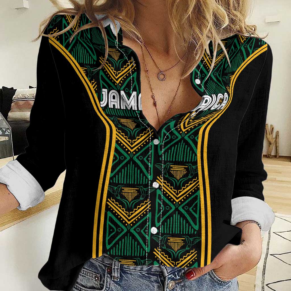 Jamaica Reggae Boyz Custom Women Casual Shirt Ethnic Motifs