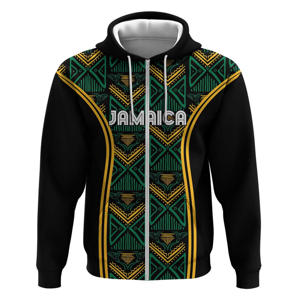 Jamaica Reggae Boyz Custom Zip Hoodie Ethnic Motifs - Wonder Print Shop