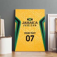 Yellow Jamaica canvas wall art with bold Jamaica text and number 07 in center