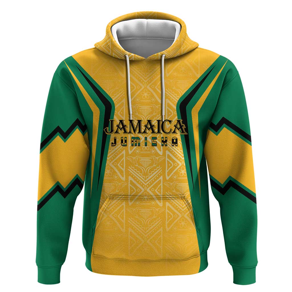 Jamaica Custom Hoodie Ethnic Motifs - Gold Accents - Wonder Print Shop