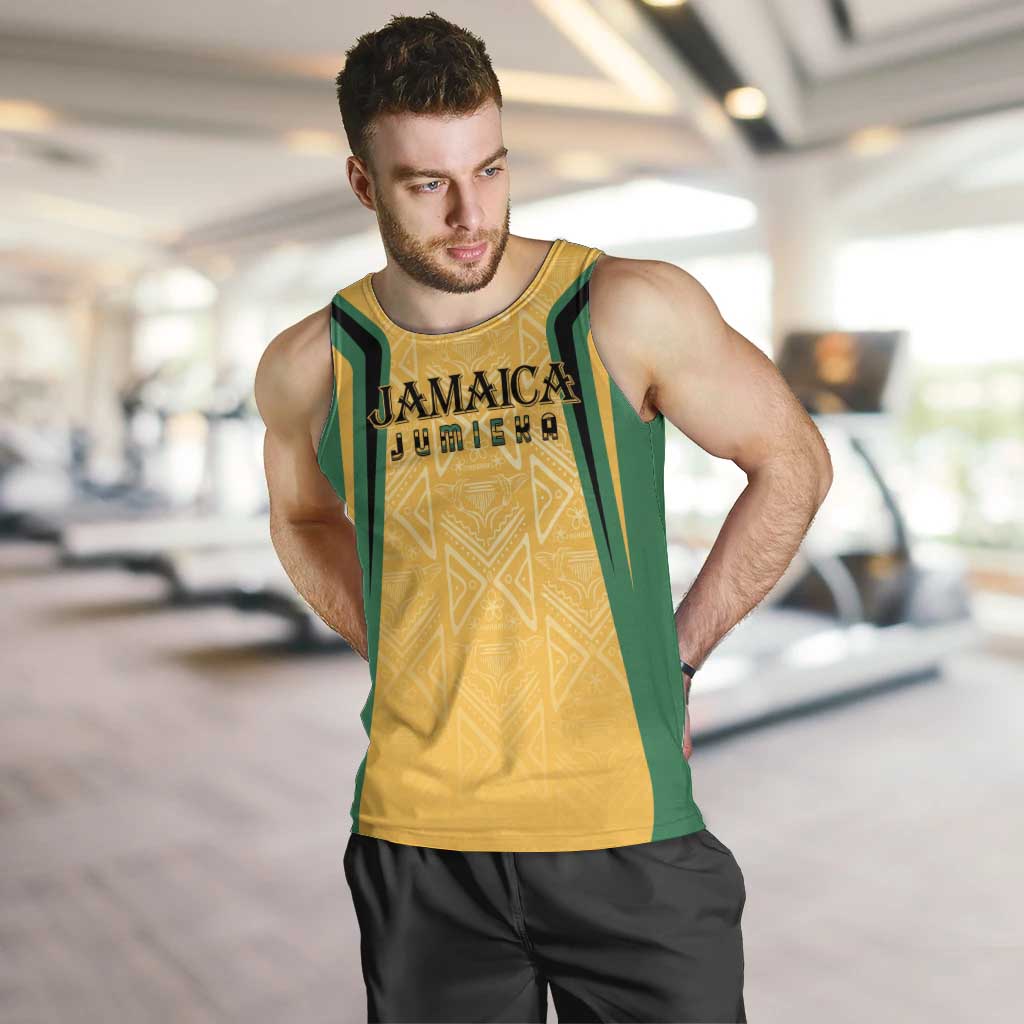 Jamaica Custom Men Tank Top Ethnic Motifs - Gold Accents