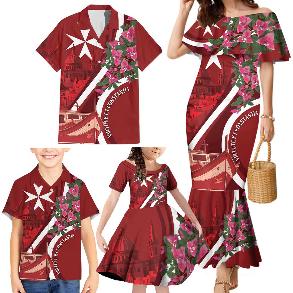 Inħobbok Malta Family Matching Mermaid Dress and Hawaiian Shirt Bougainville and Luzzu