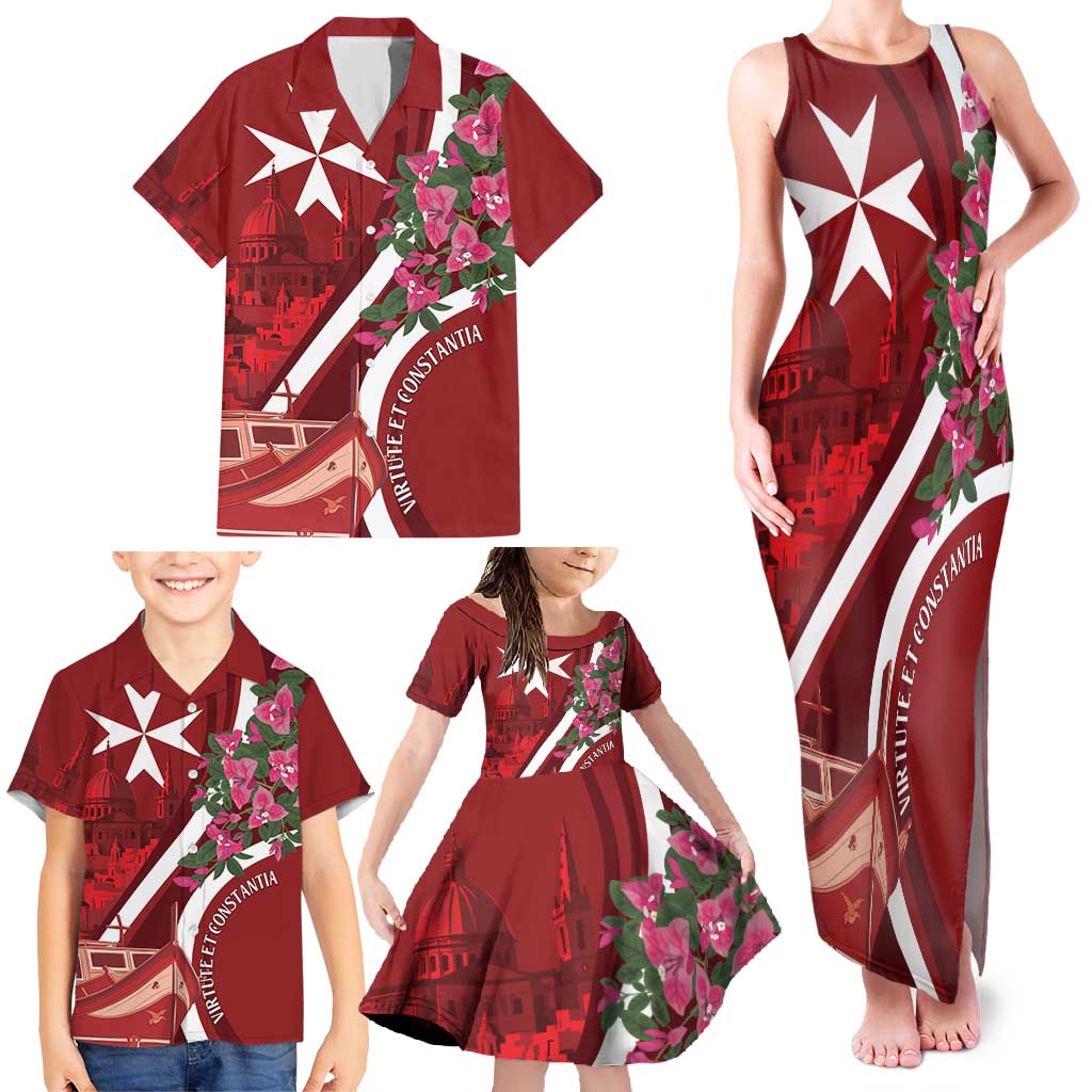 Inħobbok Malta Family Matching Tank Maxi Dress and Hawaiian Shirt Bougainville and Luzzu