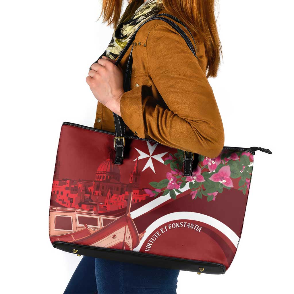 Inħobbok Malta Leather Tote Bag Bougainville and Luzzu