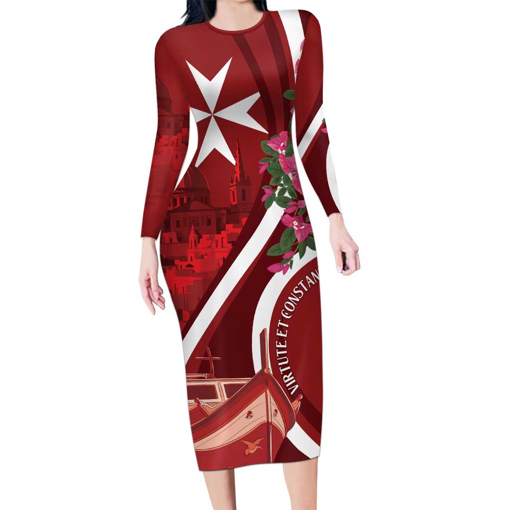 Inħobbok Malta Long Sleeve Bodycon Dress Bougainville and Luzzu