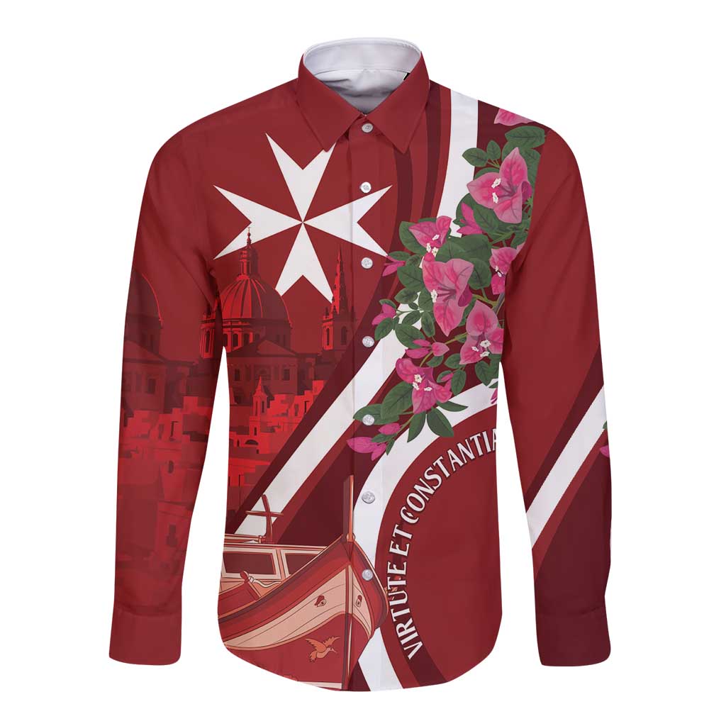 Inħobbok Malta Long Sleeve Button Shirt Bougainville and Luzzu