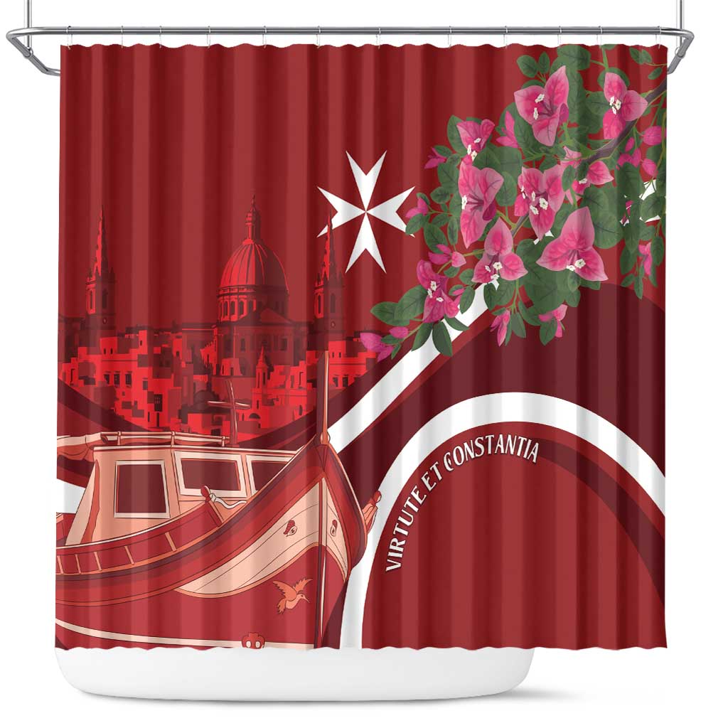 Inħobbok Malta Shower Curtain Bougainville and Luzzu