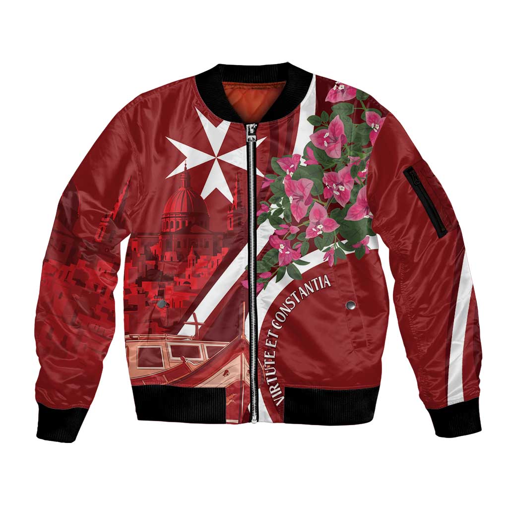 Inħobbok Malta Sleeve Zip Bomber Jacket Bougainville and Luzzu