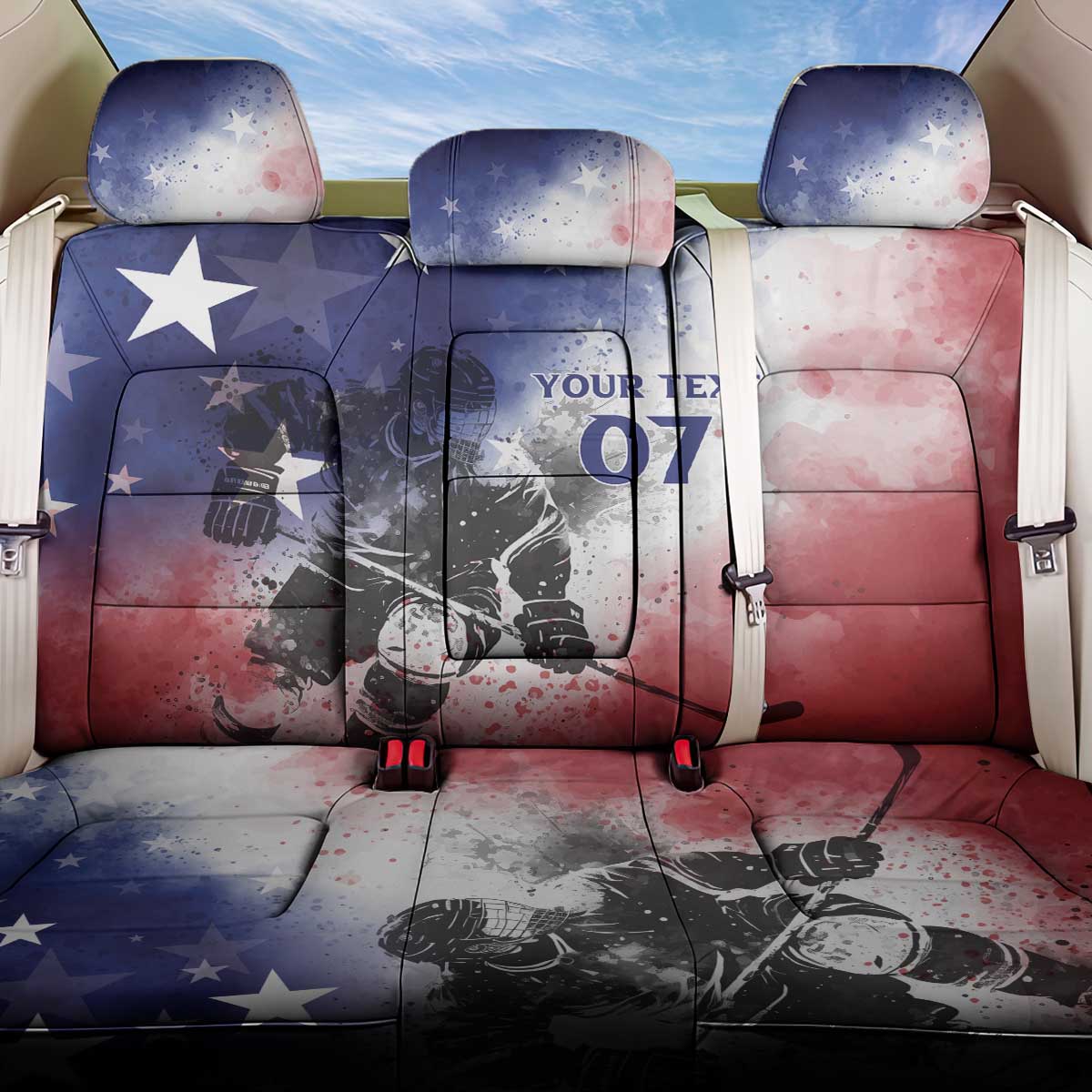 USA Ice Hockey Custom Back Car Seat Cover Splash Art Abstract Style