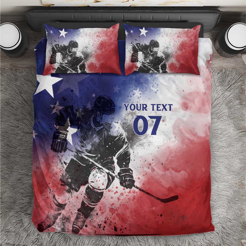 USA Ice Hockey Custom Bedding Set Splash Art Abstract Style