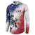 USA Ice Hockey Custom Button Sweatshirt Splash Art Abstract Style