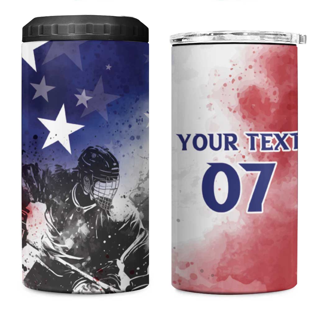 USA Ice Hockey Custom 4 in 1 Can Cooler Tumbler Splash Art Abstract Style