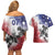 USA Ice Hockey Custom Couples Matching Off Shoulder Short Dress and Hawaiian Shirt Splash Art Abstract Style