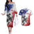 USA Ice Hockey Custom Couples Matching Off The Shoulder Long Sleeve Dress and Hawaiian Shirt Splash Art Abstract Style