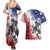 USA Ice Hockey Custom Couples Matching Summer Maxi Dress and Hawaiian Shirt Splash Art Abstract Style