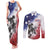 USA Ice Hockey Custom Couples Matching Tank Maxi Dress and Long Sleeve Button Shirt Splash Art Abstract Style