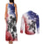 USA Ice Hockey Custom Couples Matching Tank Maxi Dress and Long Sleeve Button Shirt Splash Art Abstract Style