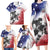 USA Ice Hockey Custom Family Matching Long Sleeve Bodycon Dress and Hawaiian Shirt Splash Art Abstract Style